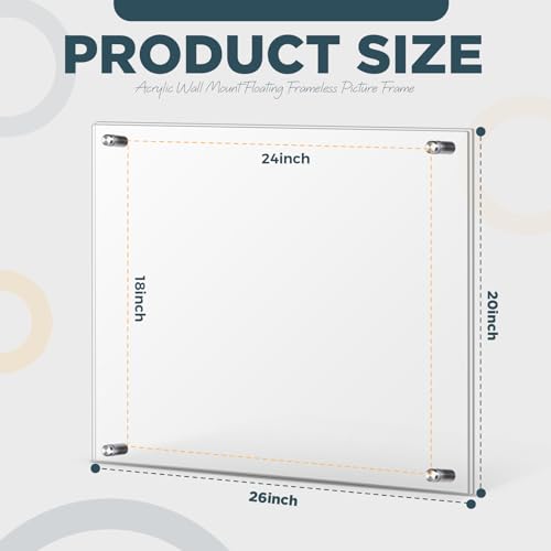 DoubleFill Frameless Acrylic Floating Picture Frame 18x24 Inches