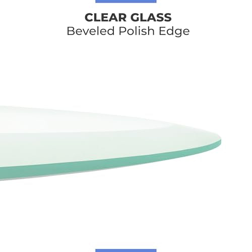 26 Inch Round Tempered Glass Table Top with 1/2 Inch Beveled Edges – Heavy-Duty, Easy to Clean