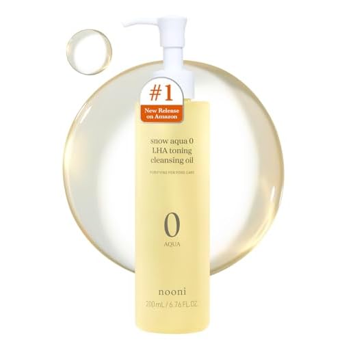 NOONI Korean Cleansing Oil DUO - Snow Aqua 0 LHA Toning Pore Care Korean Facial Oil Cleanser, 6.76 fl.oz + Snow Aqua 0 Ginseng Deep Cleansing Oil, 6.76 fl.oz (200 ml) Bundle