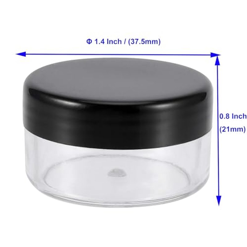 150 Pieces 10 Gram Plastic Cosmetic Sample Containers Jars with Black Lids, BPA Free, Small Lip Balm Containers, Clear Empty Lip Scrub Container for Creams and Lotions