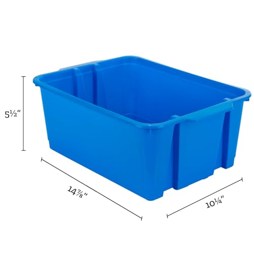 Really Good Stuff Classroom Stacking Storage Bins - 12 Pack, Blue, 14x10x5.75 Inches