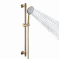 Adjustable 30-Inch Shower Slide Bar Set with 5-Function Handheld Shower Head - Brushed Gold, Drill Mounted