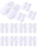 Kids Disposable Slippers Bulk 12 Pairs Large White Closed Toe Travel Footwear