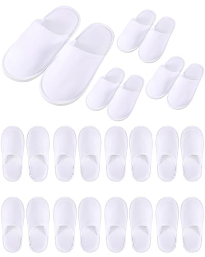 Kids Disposable Slippers Bulk 12 Pairs Large White Closed Toe Travel Footwear
