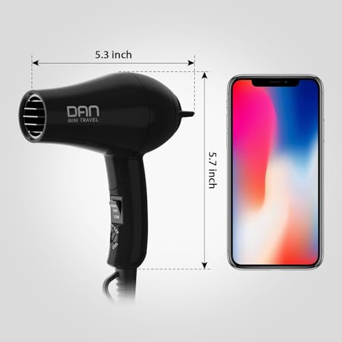 Portable Travel Hair Dryer with Diffuser & Concentrator - Compact Mini Blow Dryer
