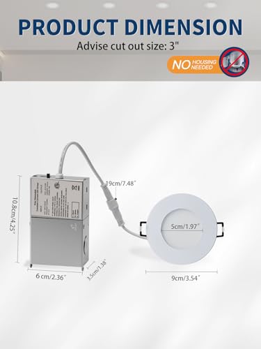 POPANU 3 Inch LED Recessed Light 12 Pack, Black - 5CCT Canless Wafer Lighting