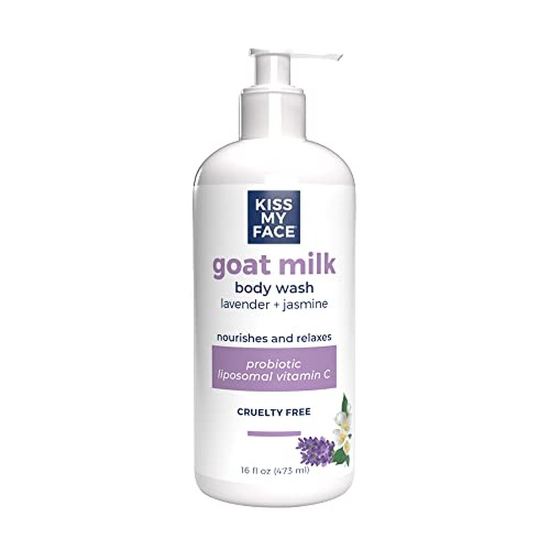 Kiss My Face Goat Milk Body Wash - Lavender & Jasmine Body Wash with Goat Milk and Argan Oil ? 16 Ounce Bottle (Lavender & Jasmine, Pack of 1)