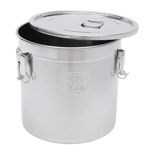 33L Stainless Steel Storage Bucket with Airtight Lid - Food Grade, Leakproof