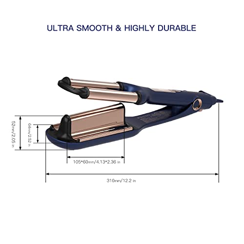 MIRACOMB Titanium Deep Waver Hair Crimper for Wavy & Curly Hair, Dual Voltage