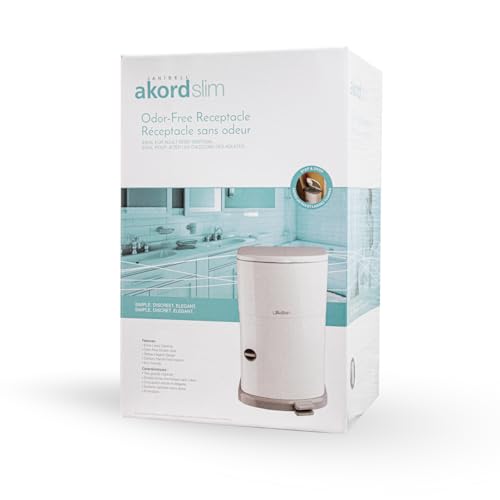 Janibell Akord Slim 7-Gallon Adult Diaper Pail White Hands-Free Odor Control