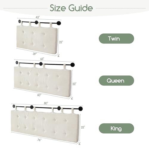HIGOGOGO Queen Size Wall-Mounted Headboard Beige with Button Tufting