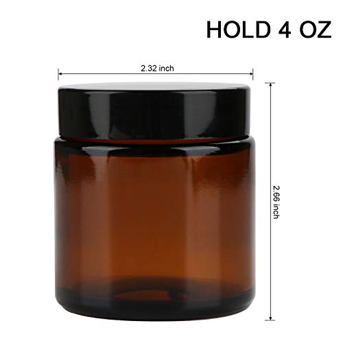 4 oz Amber Glass Jars with Lids - Pack of 25 Cosmetic Containers, Variation of 4.0 Ounces / 4 oz