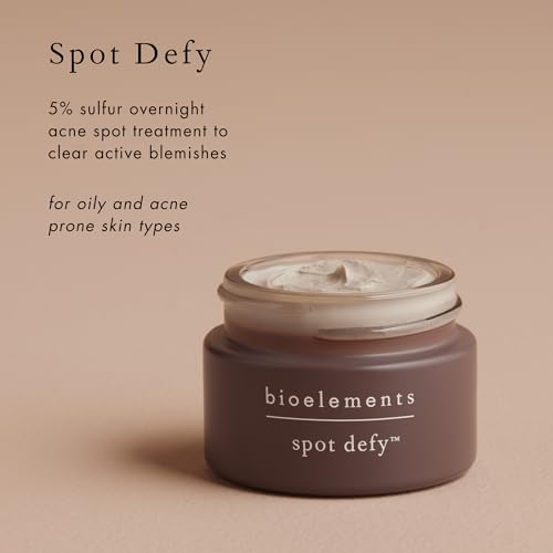 Bioelements Spot Defy - 0.5 fl oz - 5% Sulfur Overnight Acne Spot Treatment to Clear Active Blemishes - Vegan, Gluten Free - Never Tested on Animals