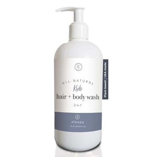 Rowe Casa Organics 2-in-1 Kids Hair & Body Wash with Therapeutic Essential Oils ? Sleepy Kids Shampoo & Body Wash with Floral, Relaxing & Calming scent ? 16 Fl. Oz