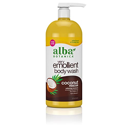 Alba Botanica Very Emollient Coconut Rescue Body Wash 32 Oz - Vegetarian, Cruelty-Free