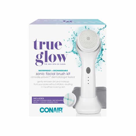 Sonic Facial Brush Kit Waterproof Rechargeable with 2 Brush Heads & Storage Pouch