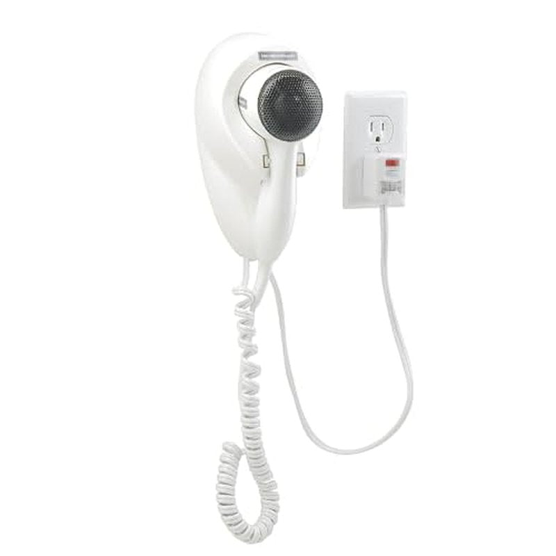 Hamilton Beach Commercial Wall-Mounted Hair Dryer, 1500 Watts, White, 8251