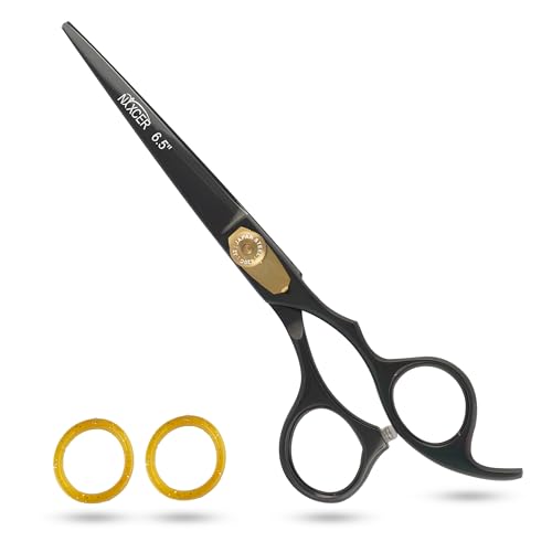 Black Hair Cutting Scissors 6.5'' Professional Razor Edge Hair Shears - Nixcer