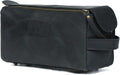 Men's Leather Toiletry Bag - Vintage Dopp Kit Organizer with Waterproof Lining - Black, Small