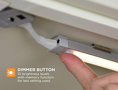 PureOptics LED Under Cabinet Lighting Kit - 3 Bars, 9 Inches, Warm White, DIY Installation