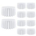 White Round Tablecloth 120 Inch 10 Pack for 48-96 Inch Tables – Durable & Reusable