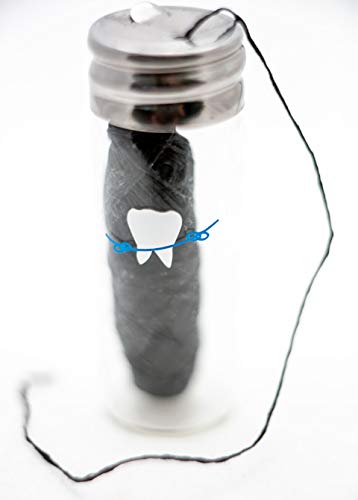 Biodegradable Bamboo Charcoal Dental Floss with Grapefruit Seed Extract - Eco-Friendly, Vegan, Refillable Glass Jar - 3 Pack