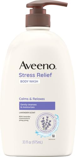 Aveeno Stress Relief Body Wash for Women & Men - Calming Lavender & Prebiotic Oat, 33 Fl Oz Pack of 6 - Sensitive Skin