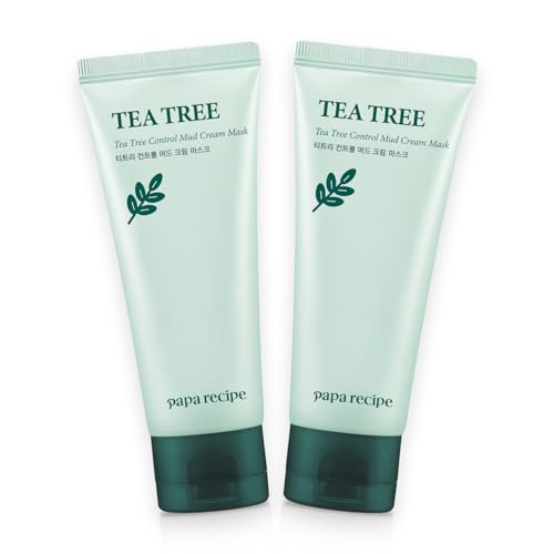 Papa Recipe Mud Cream Mask with Tea Tree - Pack of 2, Pore Purifying & Gentle Exfoliating for Sensitive Skin