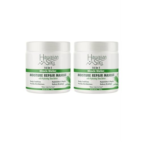Hawaiian Silky 14-in-1 Miracle Worker | Moisture Repair Masque w/Hydrating Shea Butter 20 oz (Pack of 2)