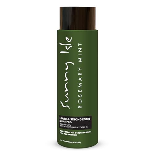 Sunny Isle Rosemary Mint Hair & Strong Roots Shampoo - Anti-Breakage, Growth, Biotin, Castor Oil - 12oz