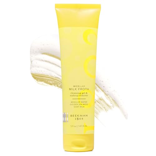 Beekman 1802 Micellar Milk Froth Face Wash ? Hydrating Gel to Foam Facial Cleanser & Makeup Remover with Goat Milk & Golden Sea Moss, Gentle Foaming Face Wash for Sensitive Skin, 5 Fl Oz