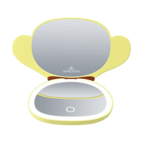 Impressions Vanity Pompompurin LED Compact Mirror with Pompompurin Figural Shaped Design, 3X Top Magnified Mirror with Touch Sensor, Velvety Soft Touch Finish LED Light Makeup Mirror
