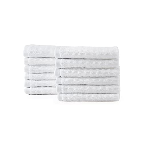 Northern Pacific White Cotton Washcloth Set - 12 Pack, 13 x 13 Inches