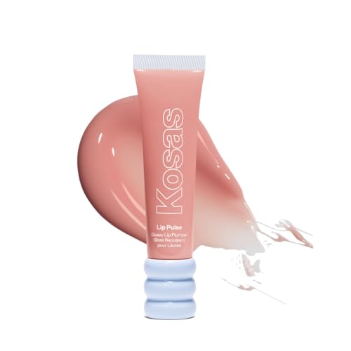 Kosas Lip Pulse Lip Plumper Gloss - Non-Sticky Hydrating Lip Gloss with Warming-Cooling Tingle, Mirror Shine, Love Potion Variant