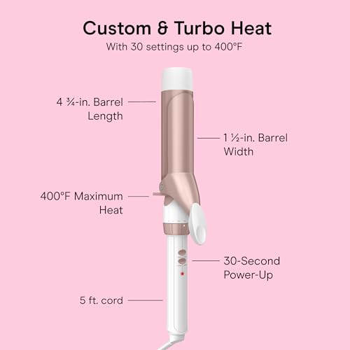 Conair Curling Iron 1.5 Inch Double Ceramic Barrel White Rose Gold - Adjustable Heat