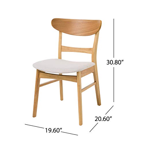 Christopher Knight Home Idalia Dining Chairs 2-Pc Set Light Beige Oak Finish