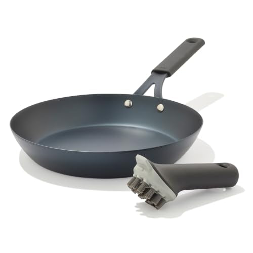 OXO Obsidian 10-Inch Carbon Steel Frying Pan, Pre-Seasoned, Oven & Induction Safe