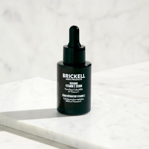 Brickell Men's Scented Anti-Aging Face Serum with Vitamin C & Hyaluronic Acid, Night Repair, 1 Ounce