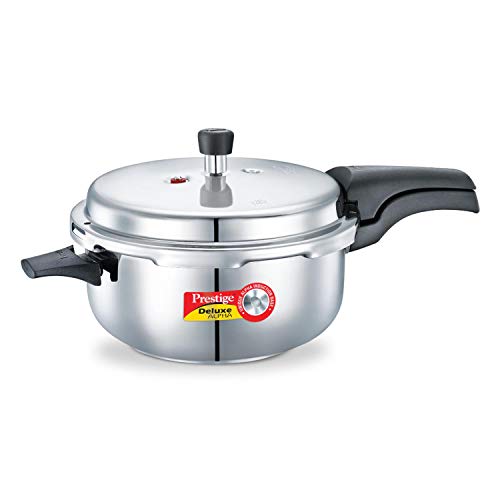 Prestige 5.3 Quarts Alpha Deluxe Stainless Steel Induction Pressure Pan - Silver