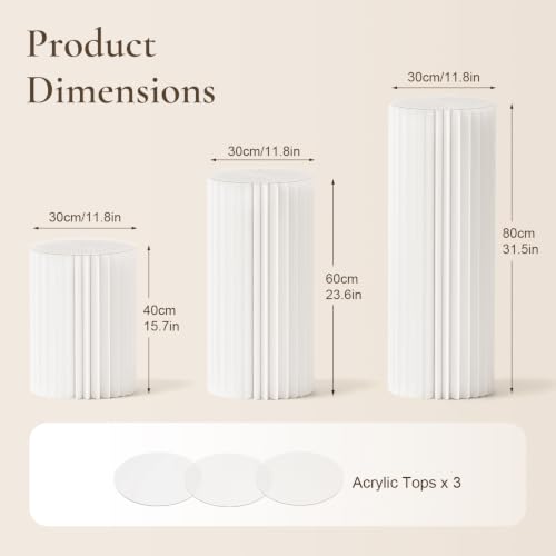 3Pcs Cylinder Stands for Party, Round Cardboard Pedestals with