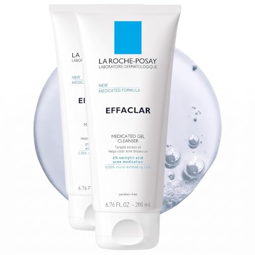 Medicated Acne Face Wash with 2% Salicylic Acid - 6.8 Fl Oz Pack of 2 for Oily Skin