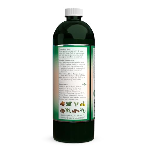 Silver Tongue Oral Care Colloidal Silver Mouthwash - 16 Fl Oz - All Natural, Vegan, Fluoride-Free, Essential Oil Blend