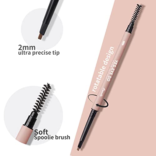 Grey Eyebrow Pencil for Older Women, Gray Eyebrow Pencil for Grey Hair with Spoolie, Micro Brow Pencil for Women, Natural Looking, Hair-Like Stroke, Gray, YES.EYE DO
