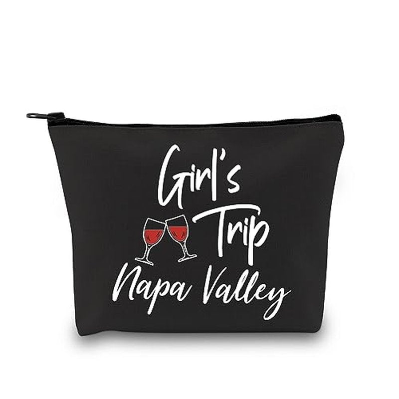 GJTIM Napa Valley Travel Gift California Funny City Trip Gift Girls Trip Gift Napa Valley Makeup Travel Bag for Californian Women (Napa Valley Black)
