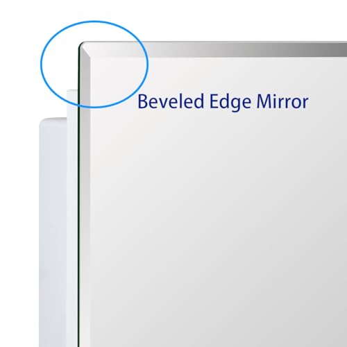 Matt White Bathroom Medicine Cabinet 14x18 Inch Beveled Edge Mirror Recessed or Surface Mount with Adjustable Shelves