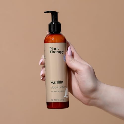 Plant Therapy Vanilla Body Lotion with Aloe and Shea 8 oz Sweet Vanilla Scent, Naturally Moisturizing Ingredients, Soothes & Nourishes Skin