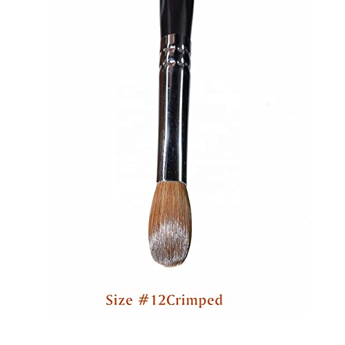 Yasterd Acrylic Nail Brush 12# Black Oval Crimped Kolinsky Sable for Nail Art