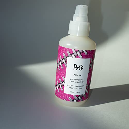 R+Co Zipper Multitasking Styling Lotion | Adds Shine + Flexible Hold + Fights Frizz | Vegan + Cruelty-Free | 6 Oz