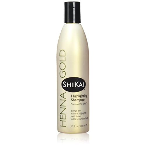 ShiKai Henna Gold Highlighting Shampoo (12 oz) | Hydrating Hair Brightener Enhances Natural Highlights | Add Shine & Volume to Dull Hair