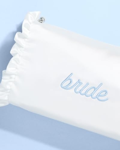 Bride Cosmetic Bag Satin Blue Embroidered Wedding Accessories Gift